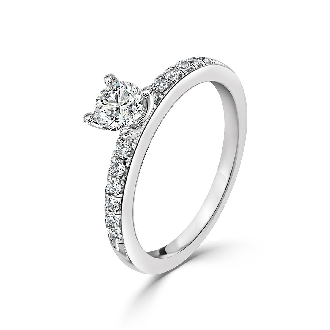 Diamantový zásnubní prsten Diva, bílé zlato