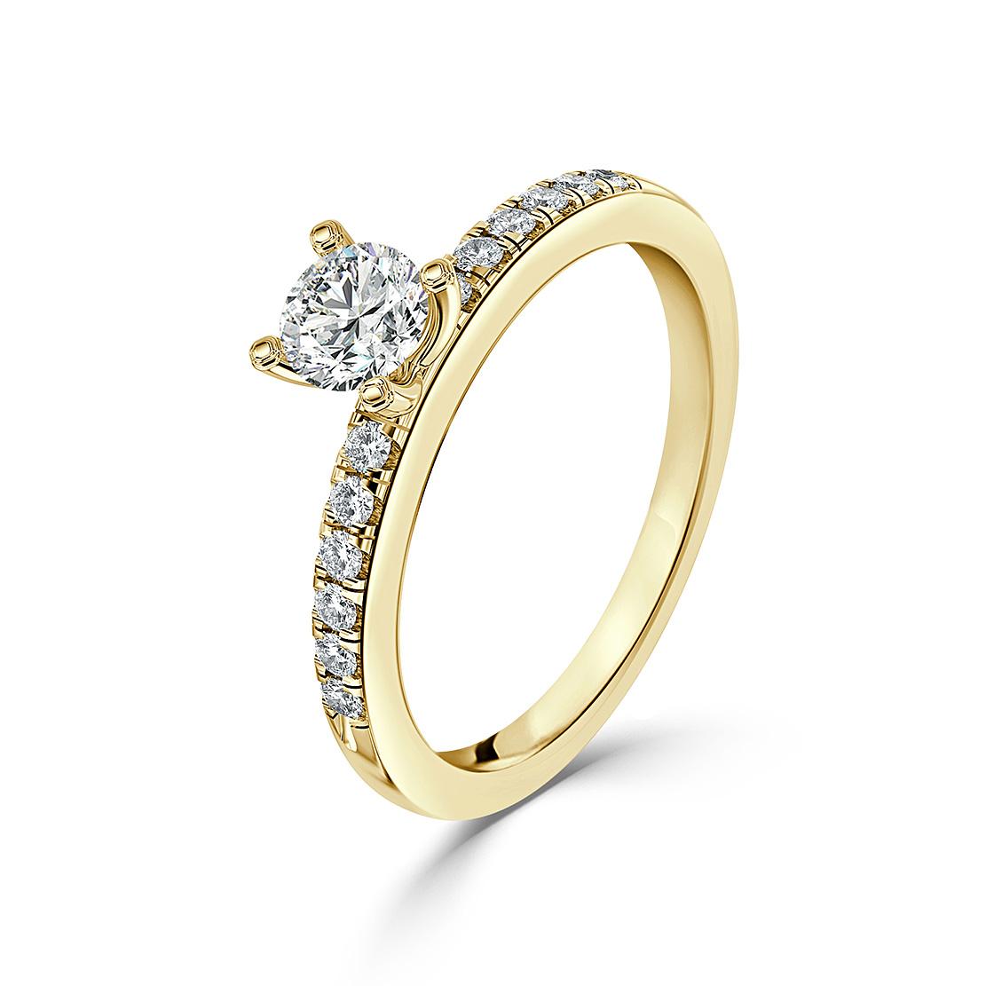 Diamantový zásnubný prsteň Diva, žlté zlato
