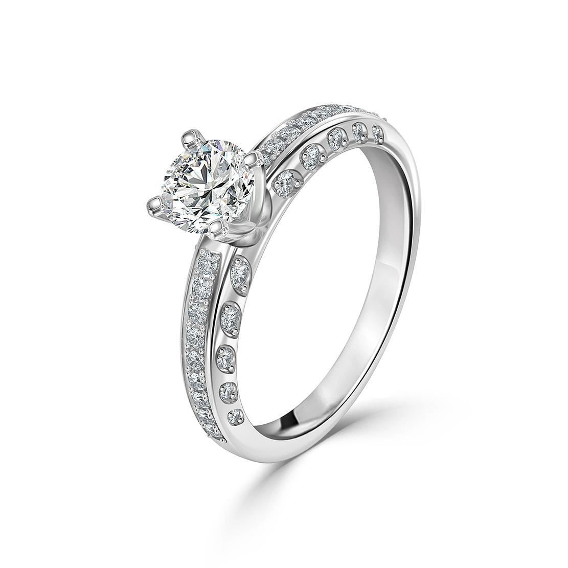 Diamantový zásnubný prsteň Luna, biele zlato