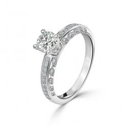 Diamantový zásnubný prsteň Luna, biele zlato
