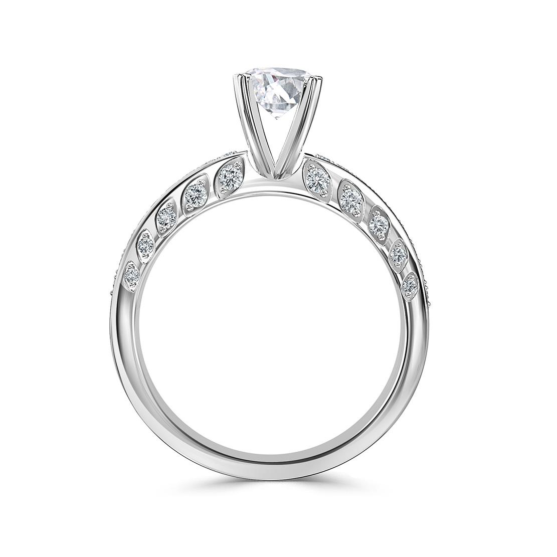 Diamantový zásnubný prsteň Luna, biele zlato