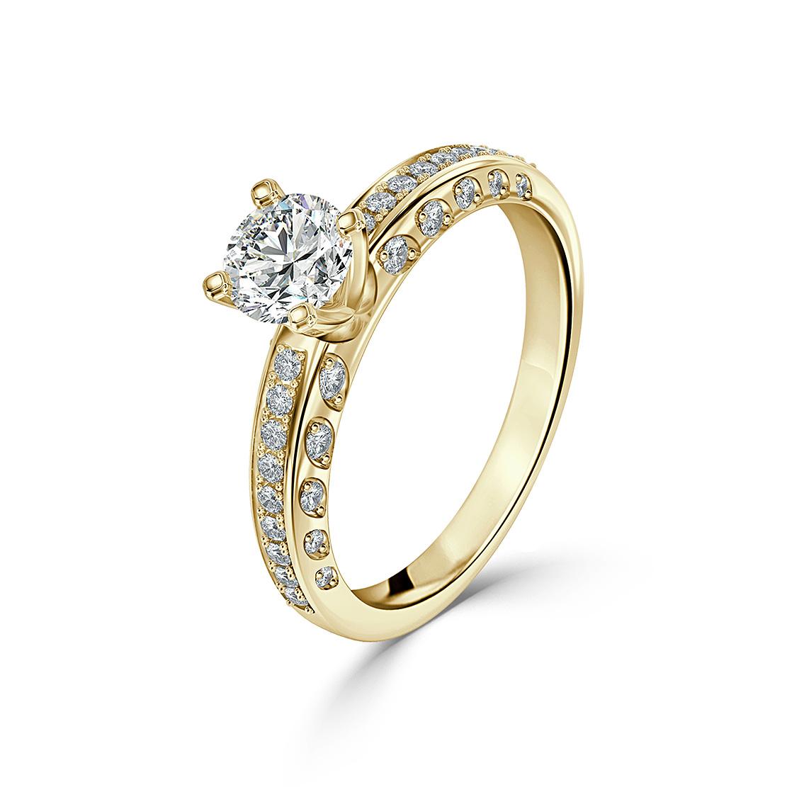 Diamantový zásnubný prsteň Luna, žlté zlato