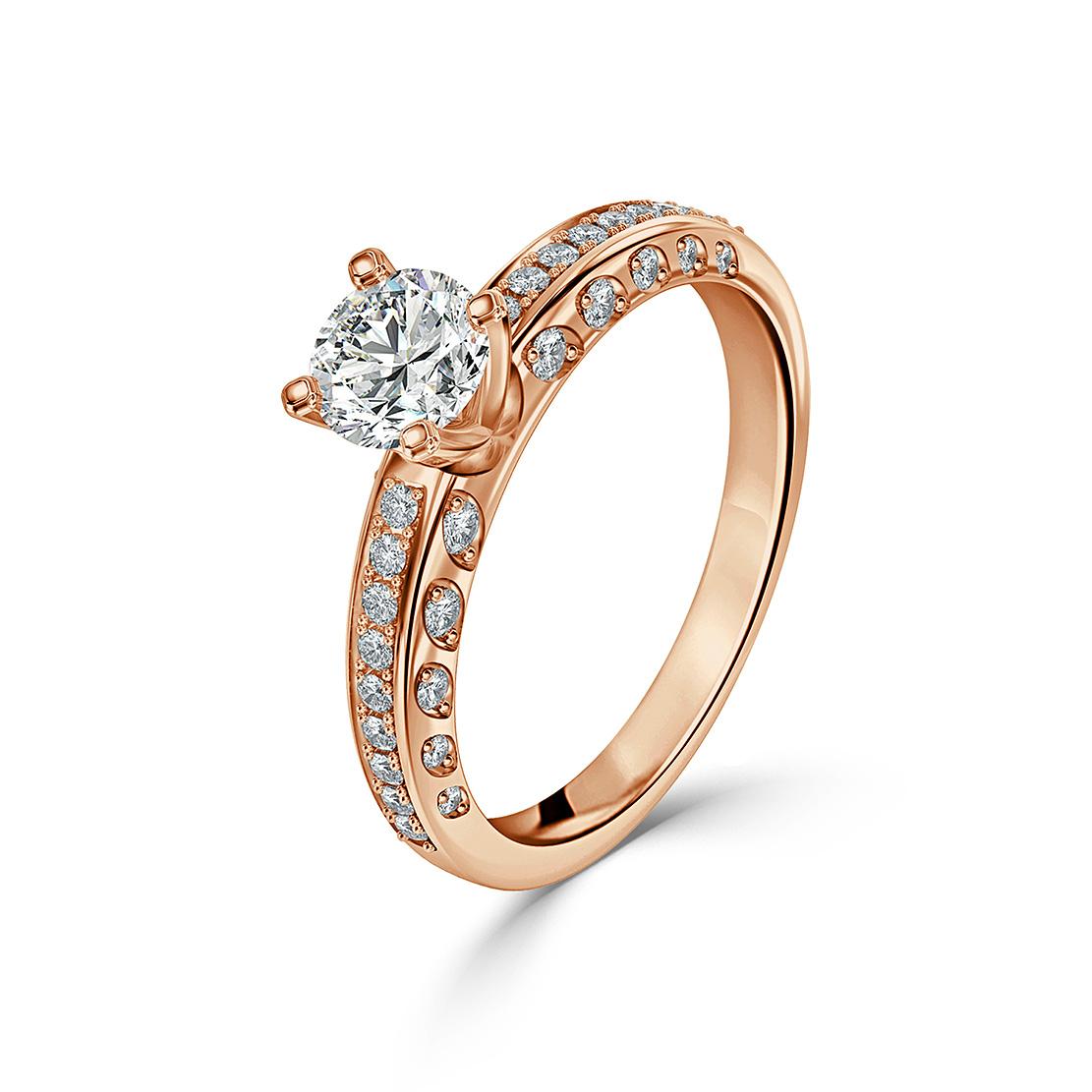 Diamantový zásnubný prsteň Luna, ružové zlato