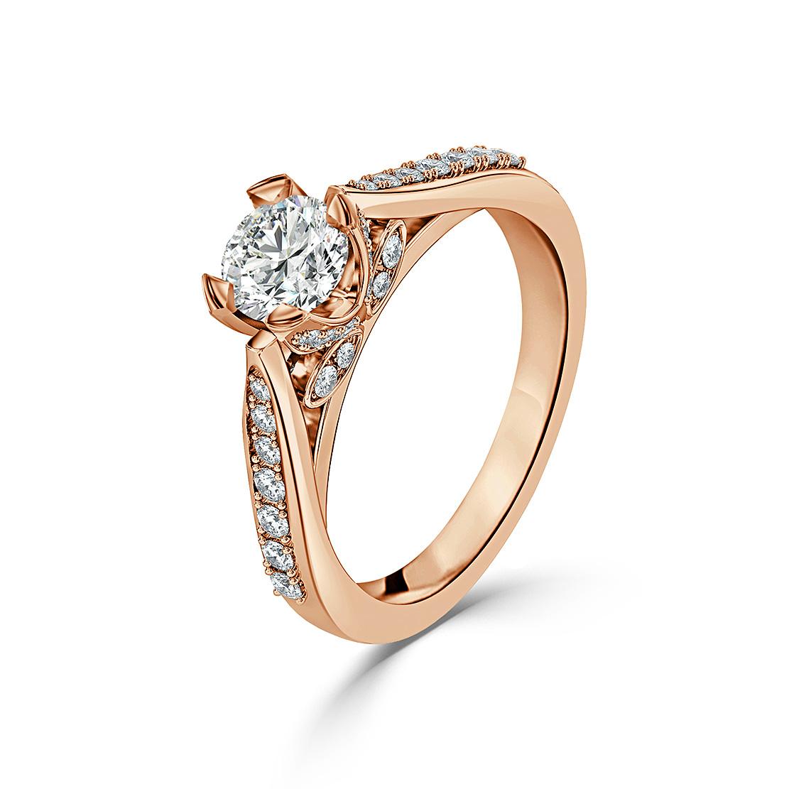 Diamantový zásnubný prsteň Mia, ružové zlato