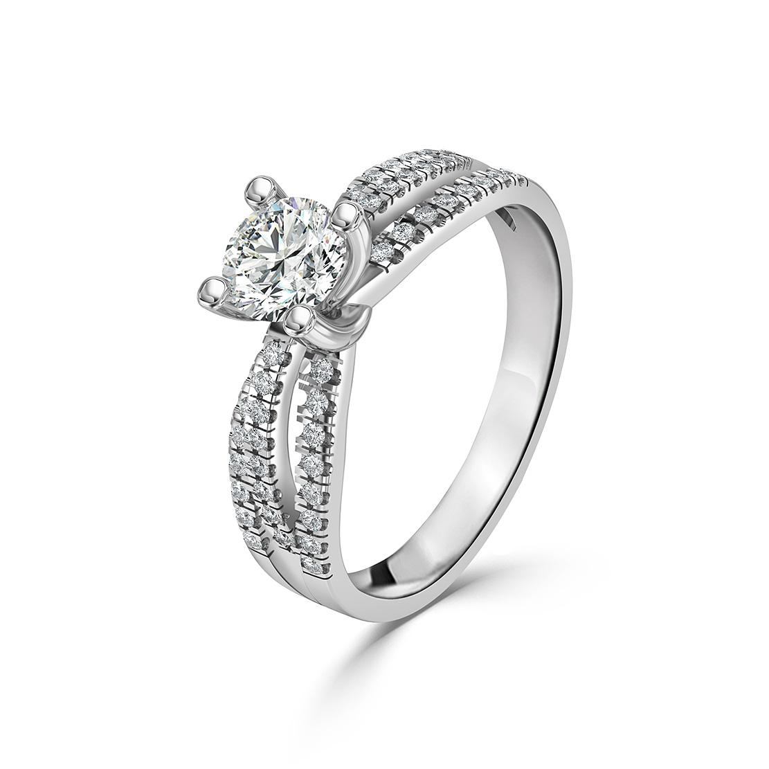 Diamantový zásnubný prsteň Shy, biele zlato