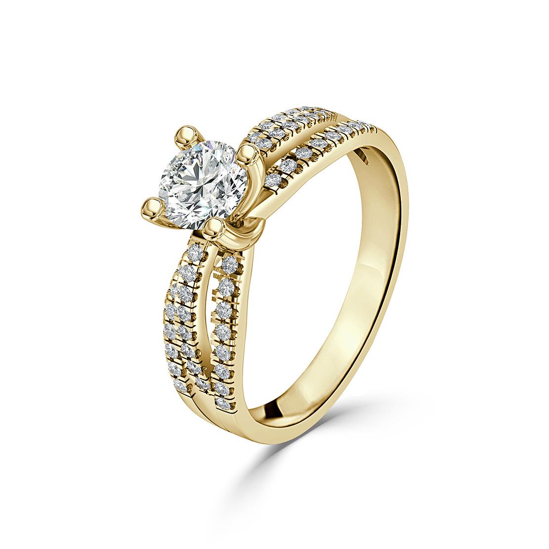 Diamantový zásnubný prsteň Shy, žlté zlato