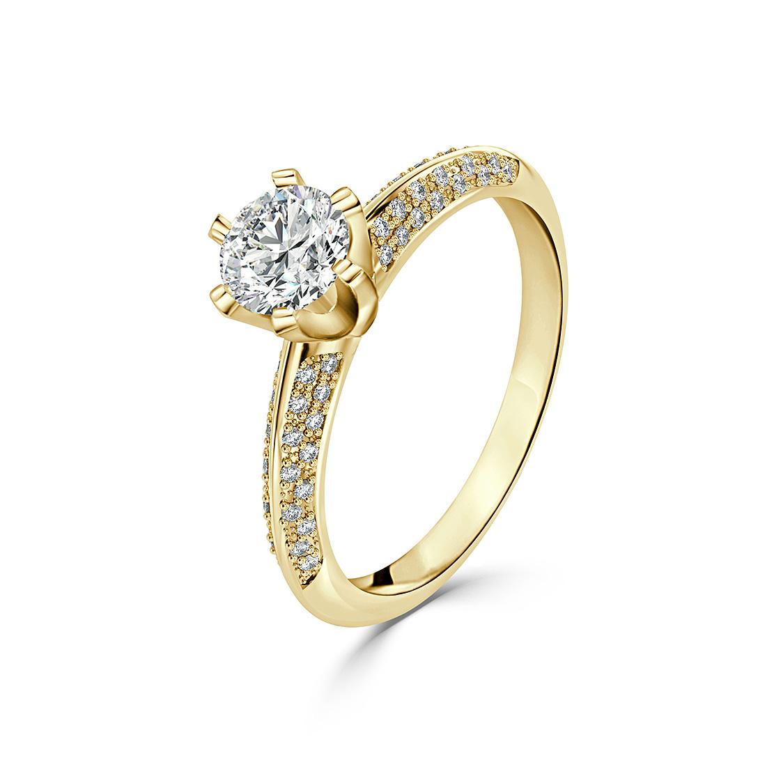 Diamantový zásnubní prsten Tilly, žluté zlato