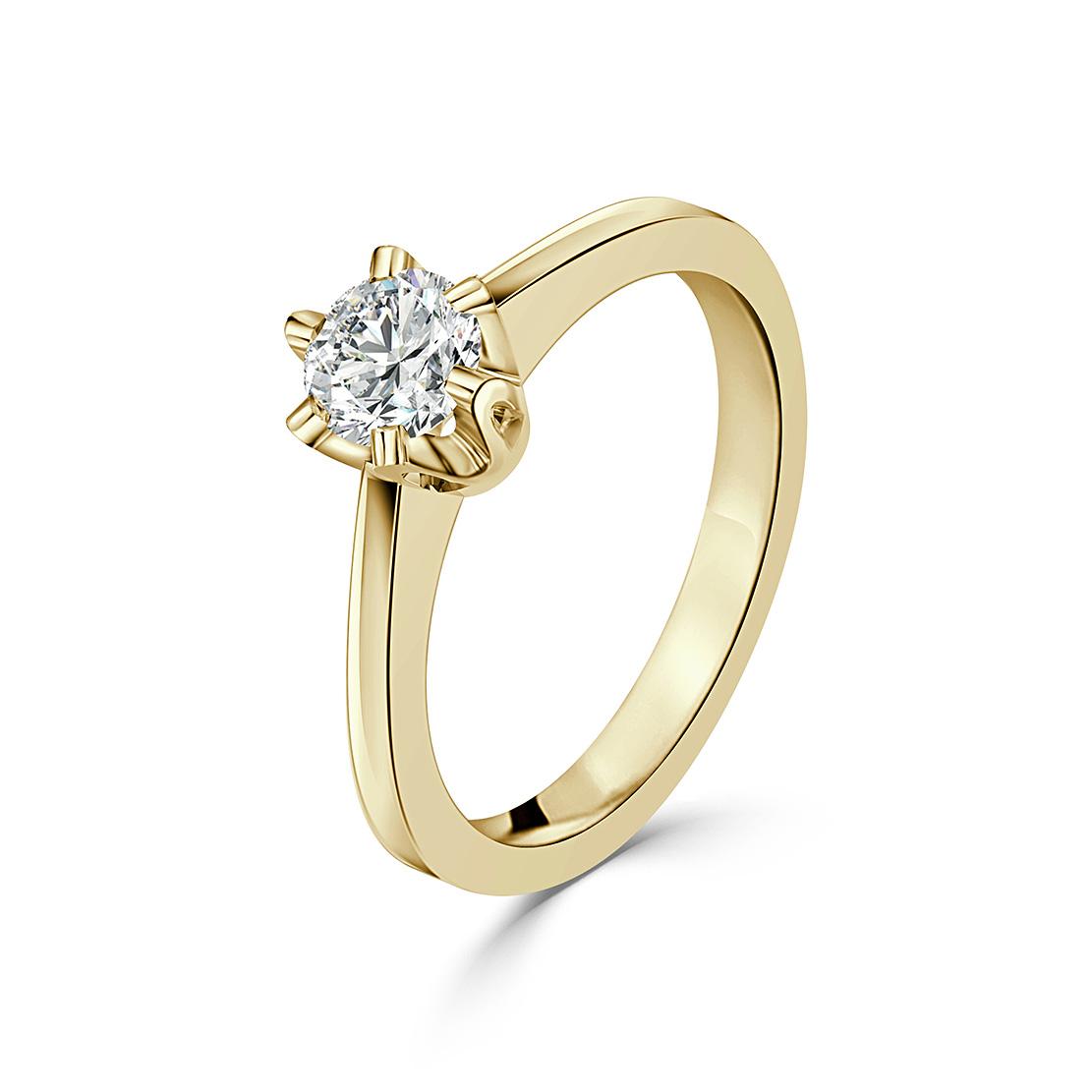 Diamantový zásnubný prsteň Tisha, žlté zlato