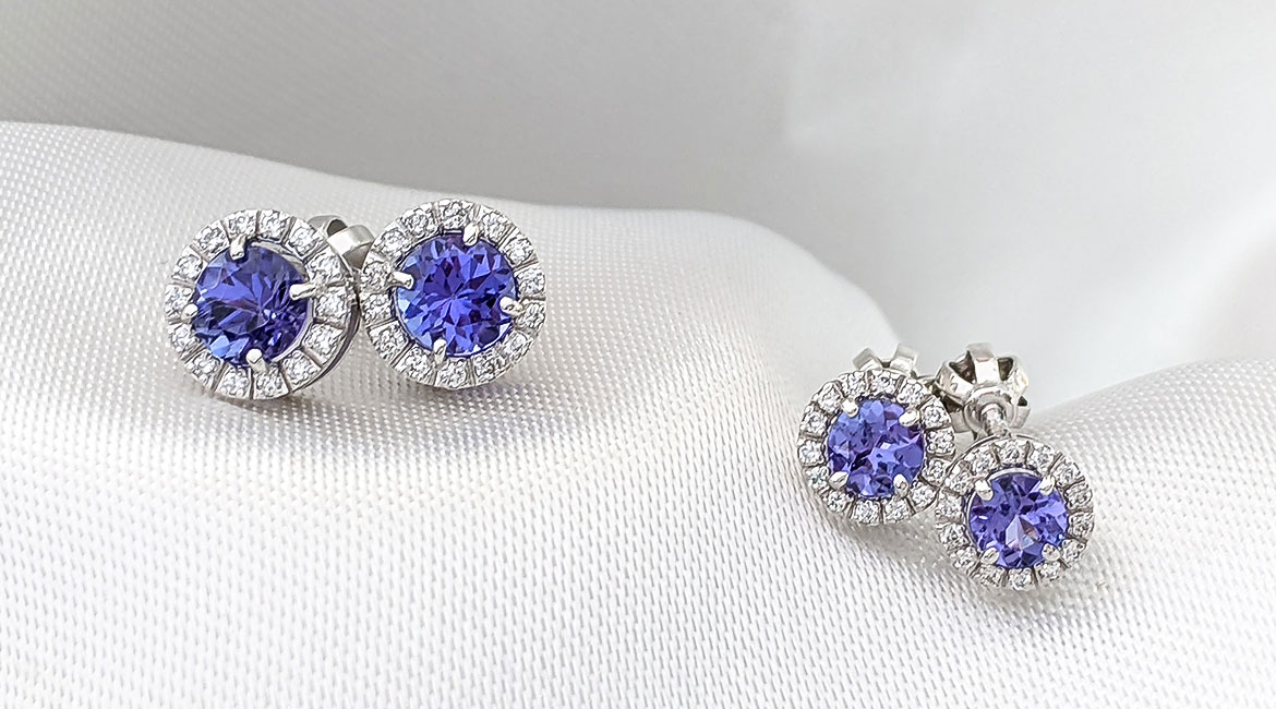 Tanzanitové náušnice „Máma a dcera“