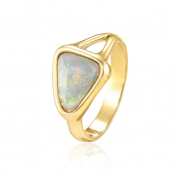 Opálový prsteň Triangle Opal, žlté zlato