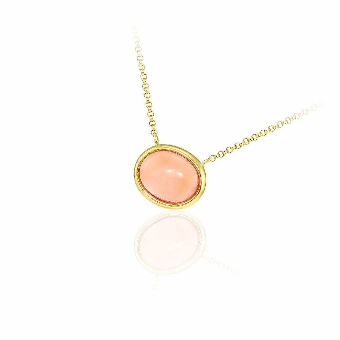 Koralový náhrdelník Rose Corail, žlté zlato