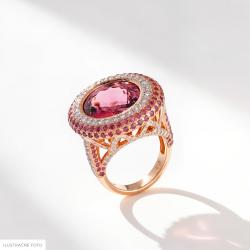 Drahokamový prsteň Rosy Amor, ružové zlato, biele zlato