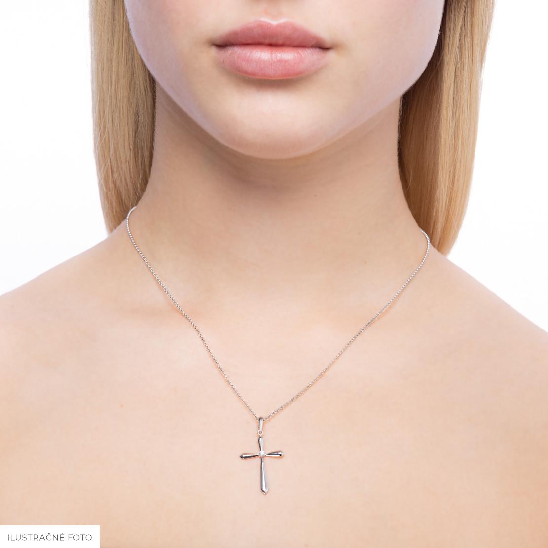 Diamantový prívesok Worship, ružové zlato, krížík