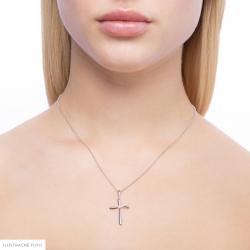 Diamantový prívesok Worship, ružové zlato, krížík