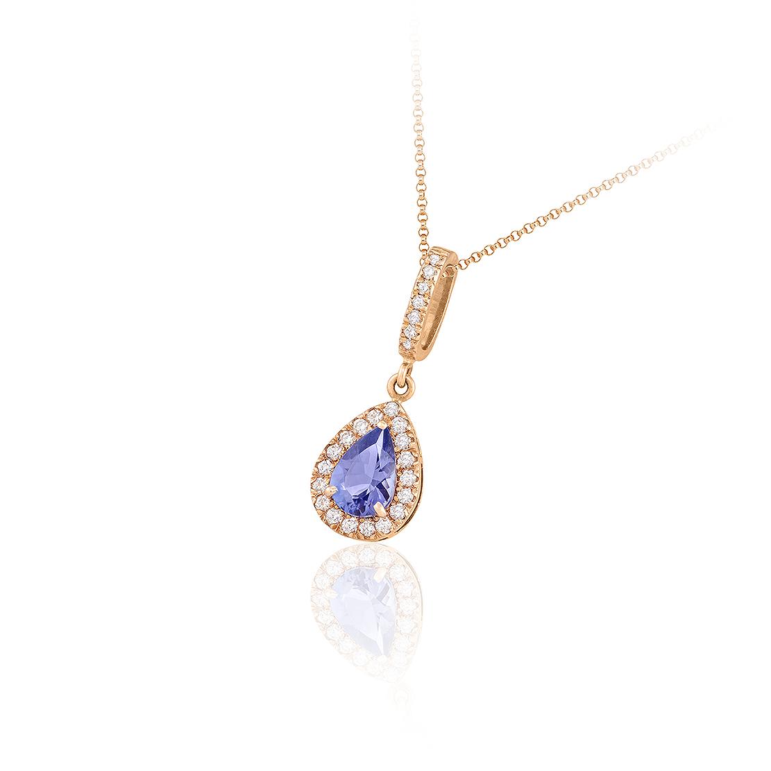 Tanzanitový prívesok Loom, ružové zlato