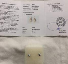 Zlaté náušnice s 2ks diamantu