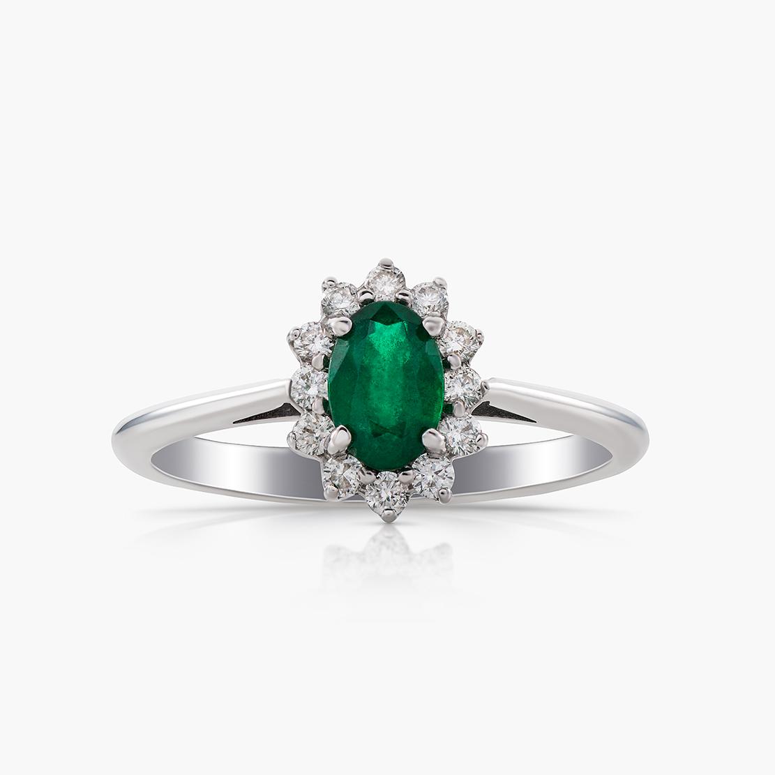 Smaragdový prsten Famulus II., bílé zlato