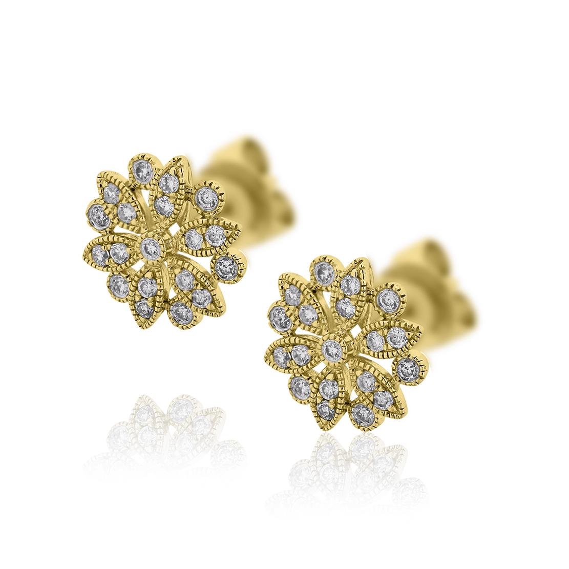 Diamantové náušnice Meaning, žluté zlato