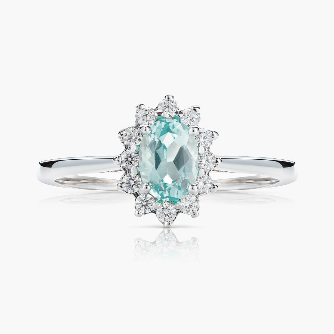 Paraibový prsten Famulus Paraíba Light, bílé zlato