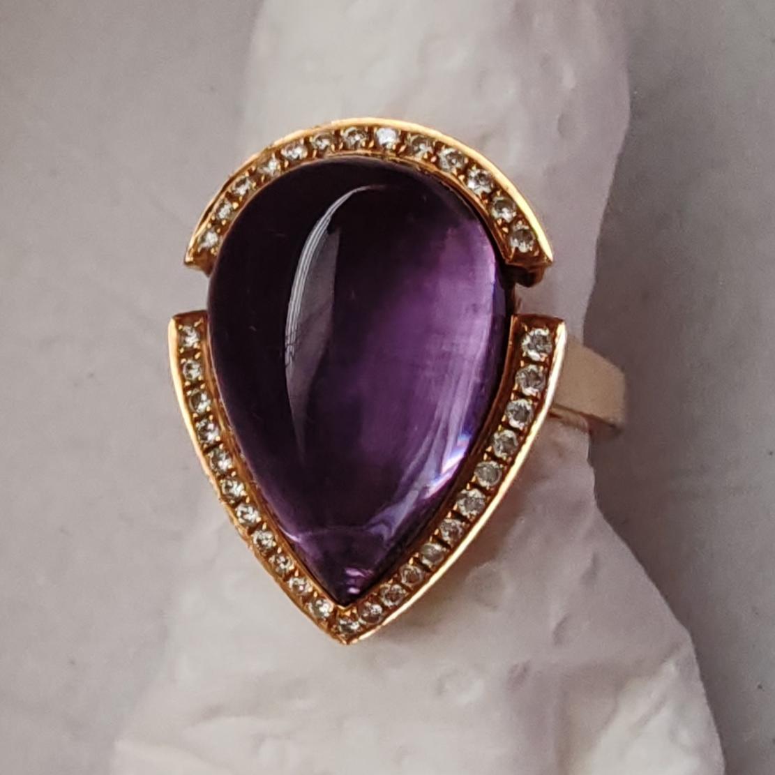 Prsteň Blue tear s ametystom