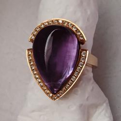 Prsteň Blue tear s ametystom