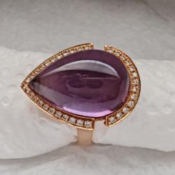 Prsteň Blue tear s ametystom