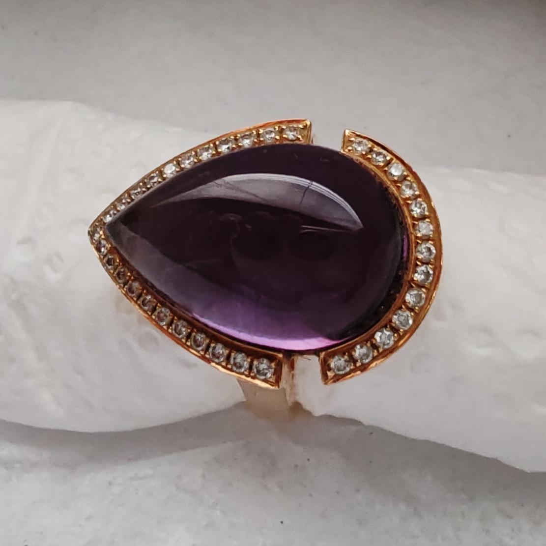 Prsteň Blue tear s ametystom