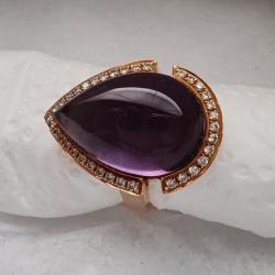 Prsteň Blue tear s ametystom