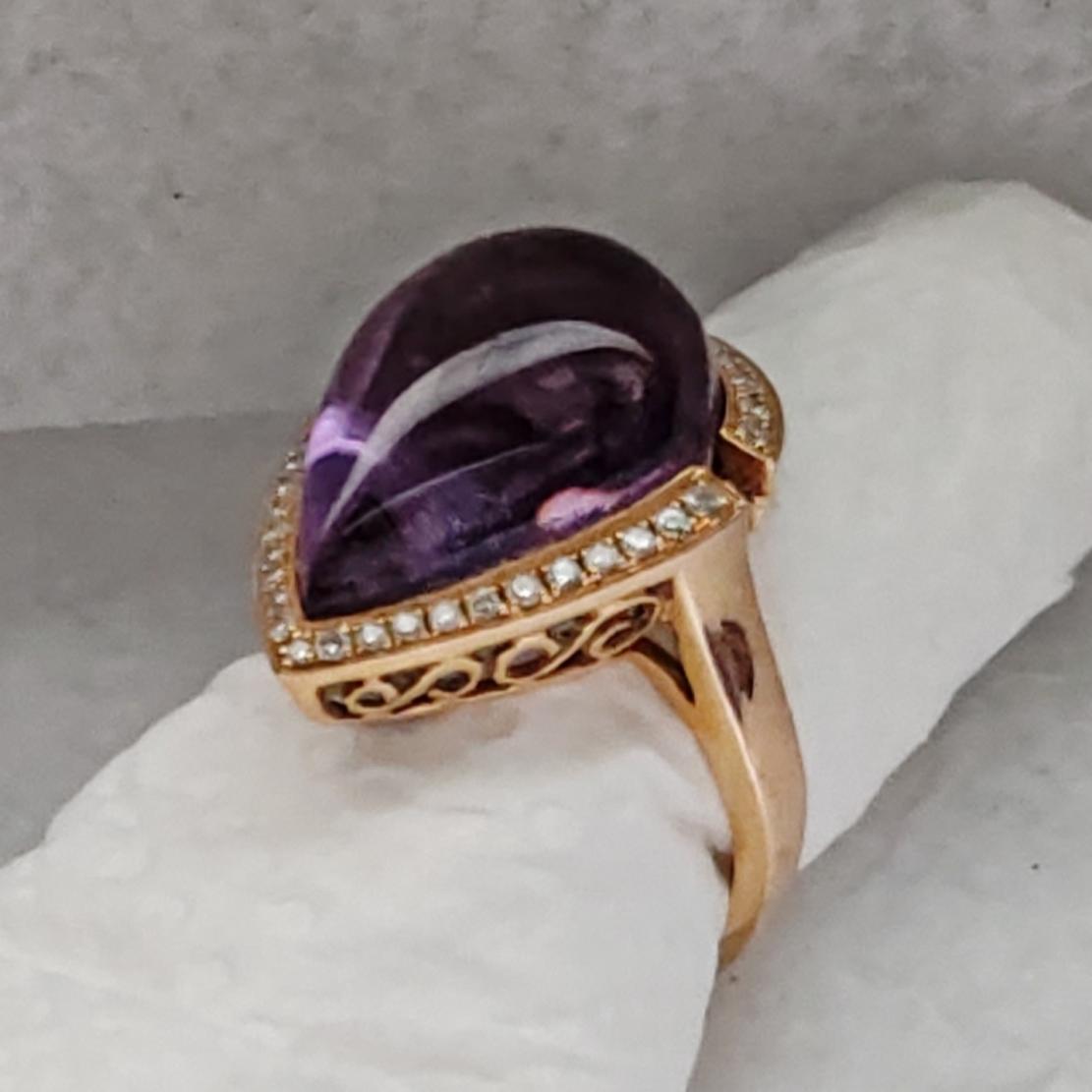 Prsteň Blue tear s ametystom