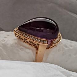 Prsteň Blue tear s ametystom