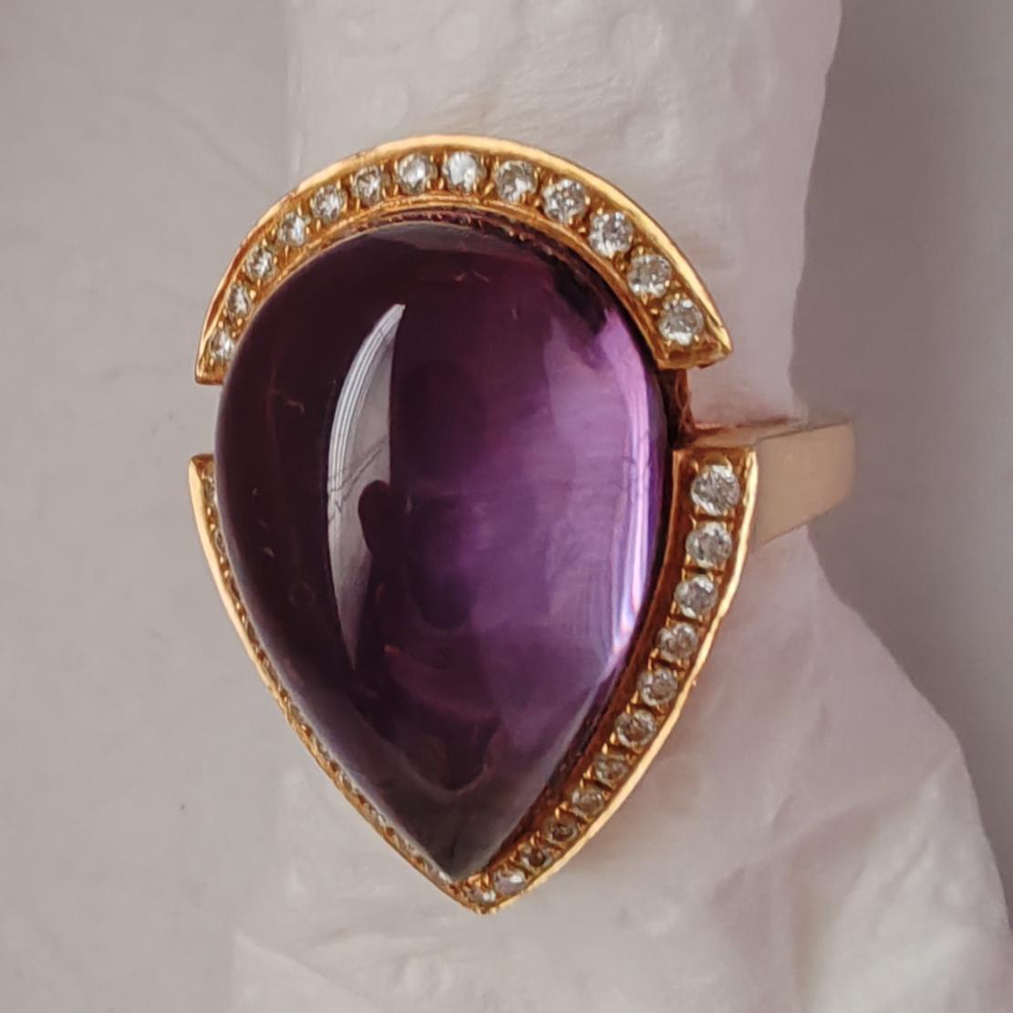 Prsteň Blue tear s ametystom