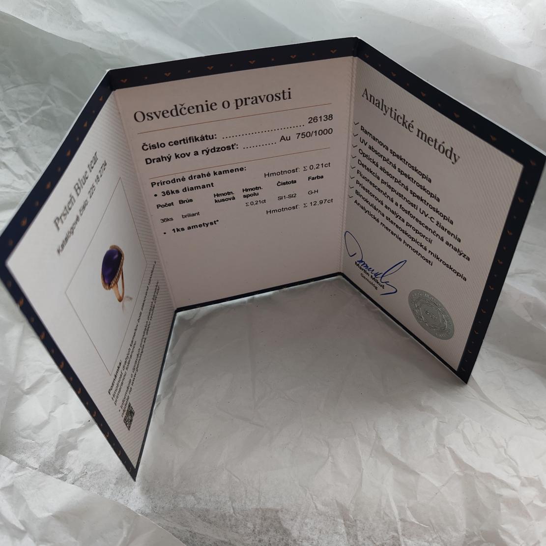 Prsteň Blue tear s ametystom