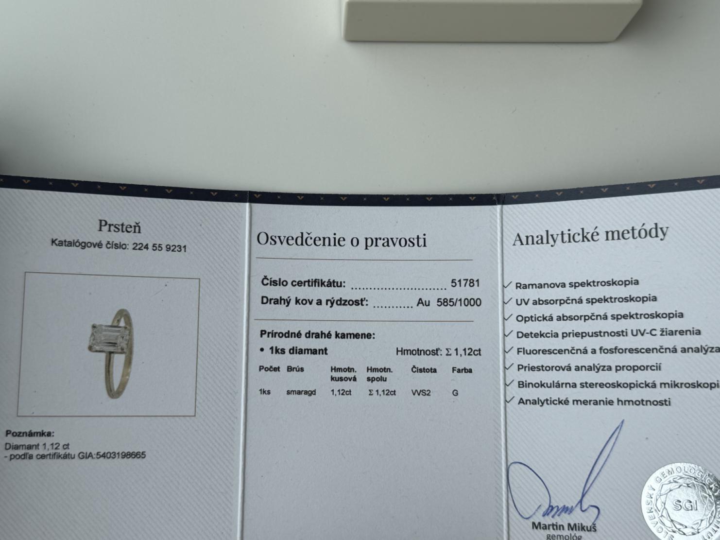 Emerald Cut 1,12 carat