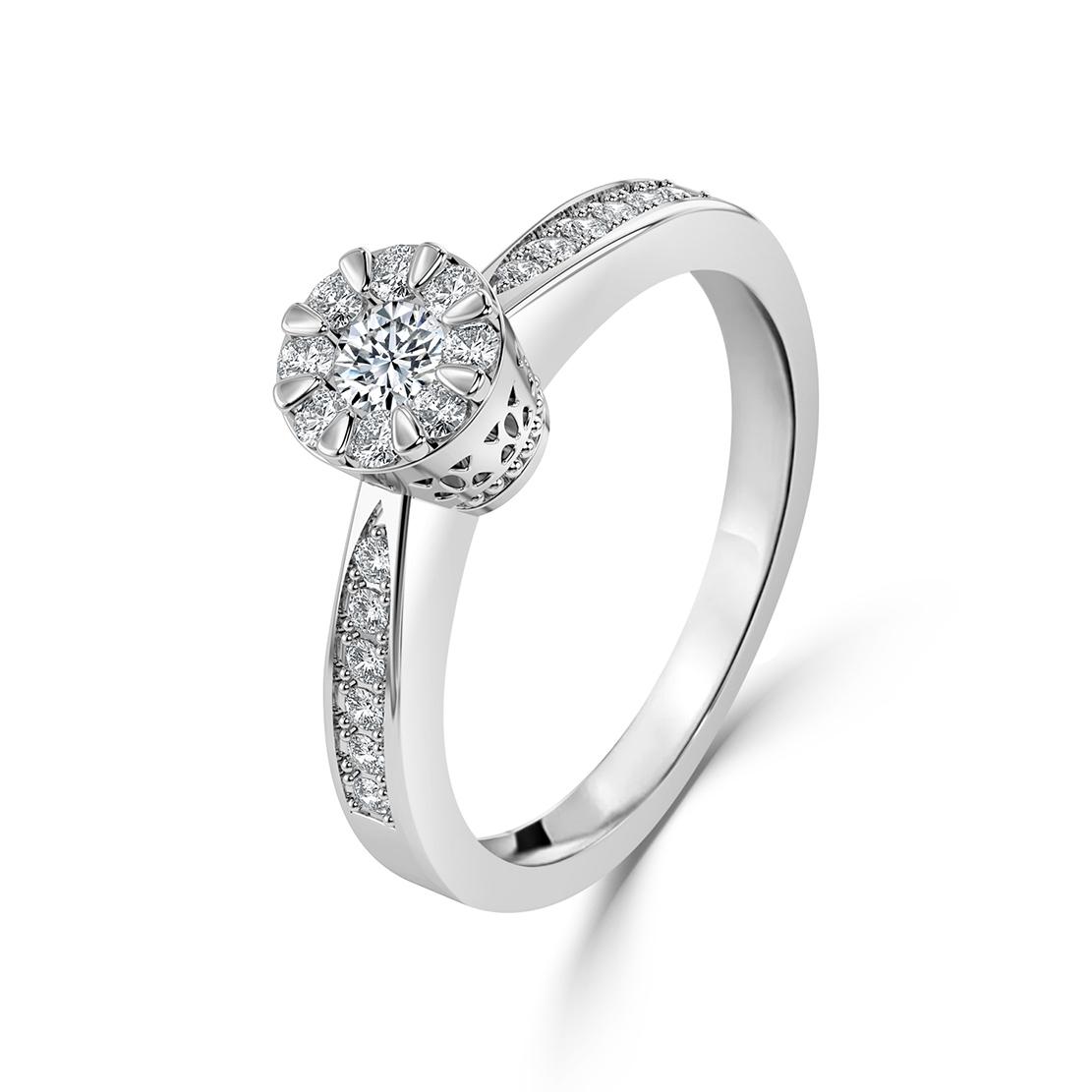 Diamantový zásnubní prsten Lyndsy, bílé zlato