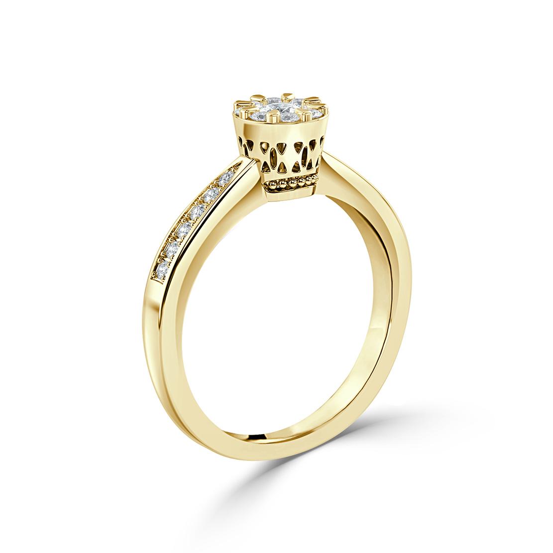 Diamantový zásnubní prsten Lyndsy, žluté zlato