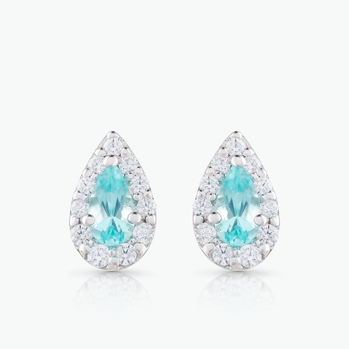 Paraibové náušnice  Miraggio, biele zlato