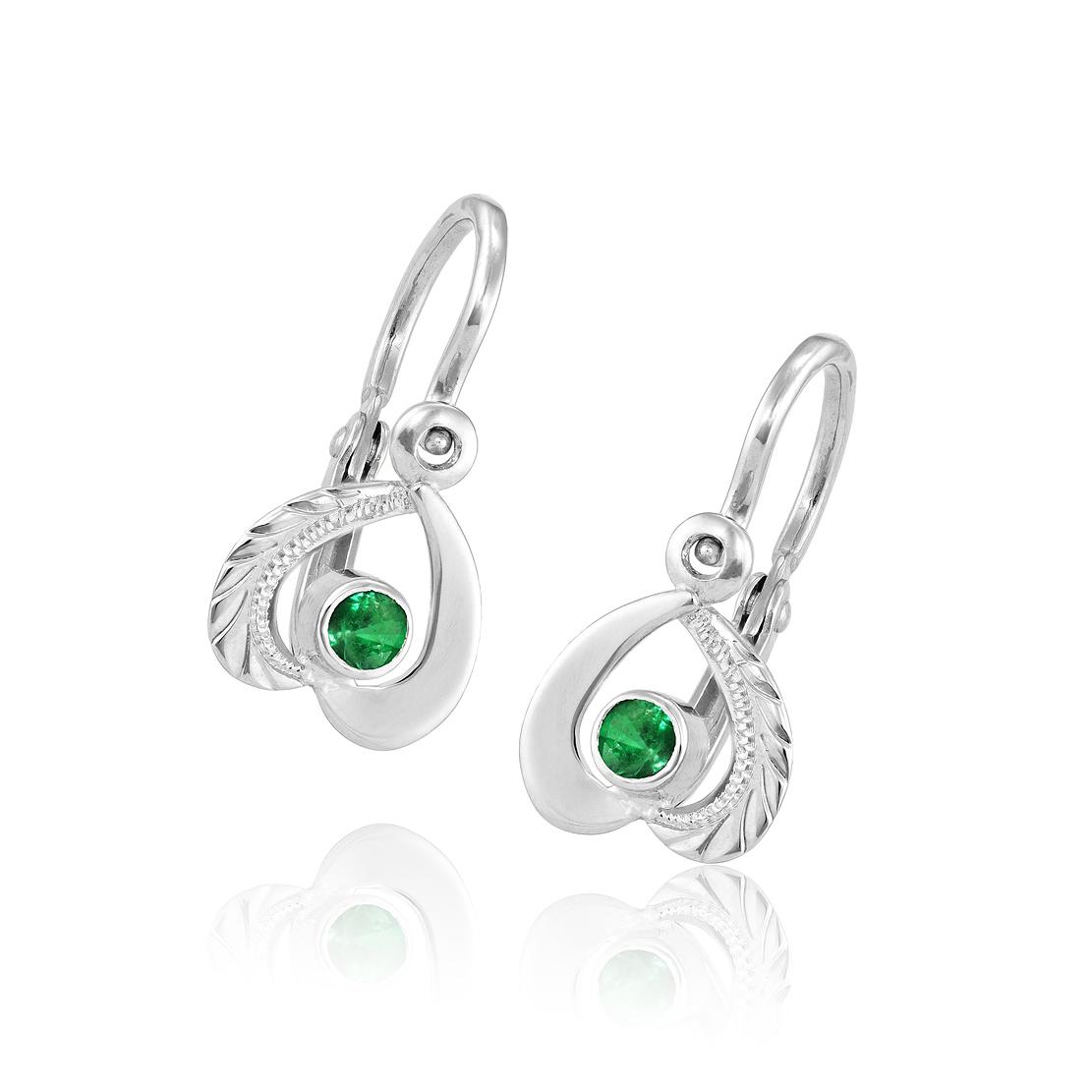 Smaragdové náušnice Jahůdky, bílé zlato