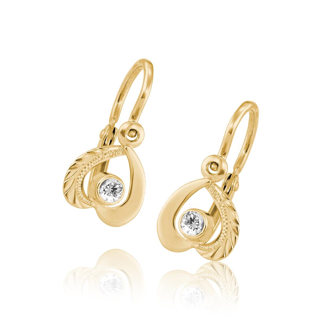 Diamantové náušnice Jahůdky, žluté zlato