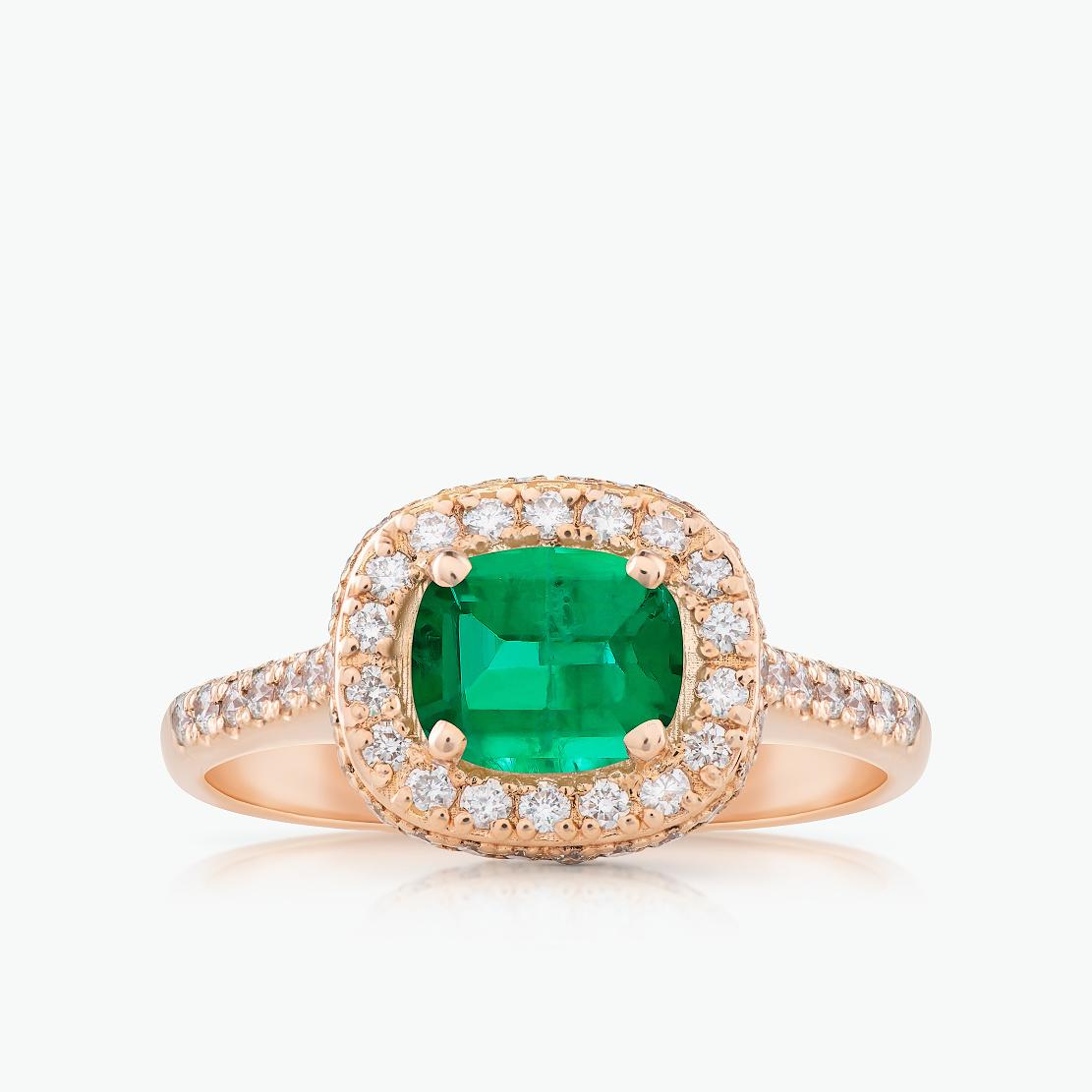 Smaragdový prsteň Vivid, ružové zlato