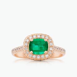 Smaragdový prsteň Vivid, ružové zlato