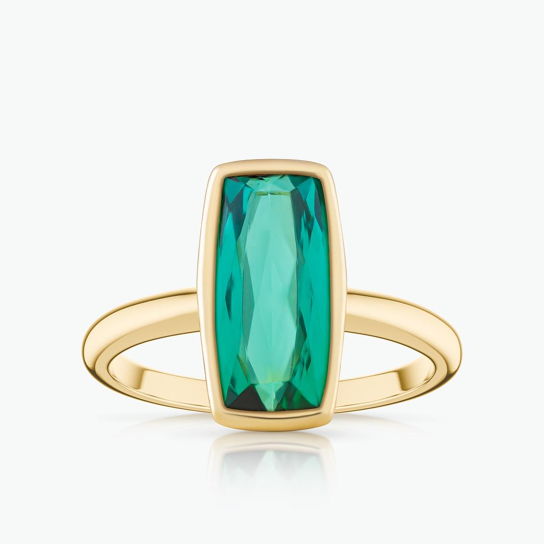 Turmalínový prsteň Green Pulse, žlté zlato