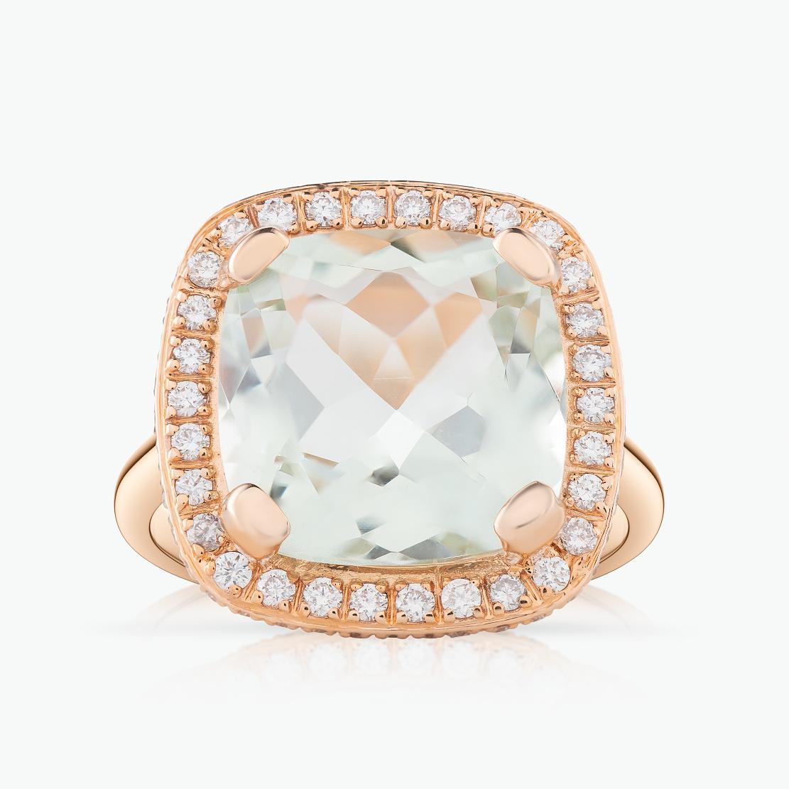 Praziolitový prsteň Selene, ružové zlato