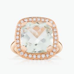 Praziolitový prsteň Selene, ružové zlato