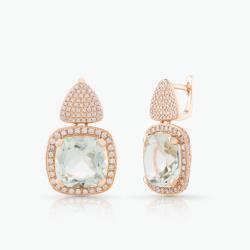 Praziolitové náušnice Selene, ružové zlato