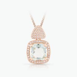 Praziolitový prívesok Selene, ružové zlato