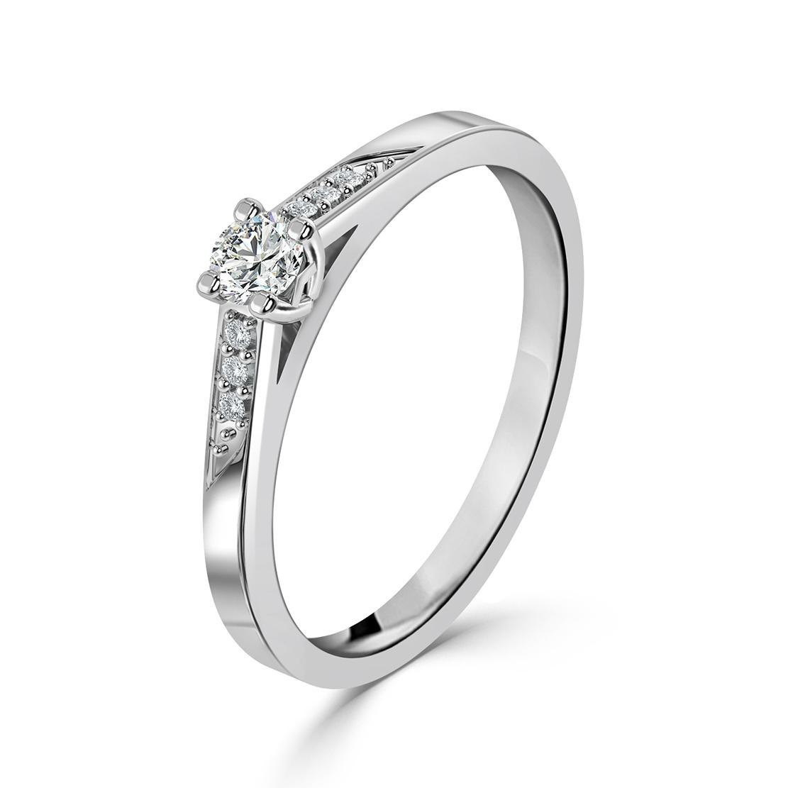 Diamantový zásnubní prsten Bitsie, bílé zlato