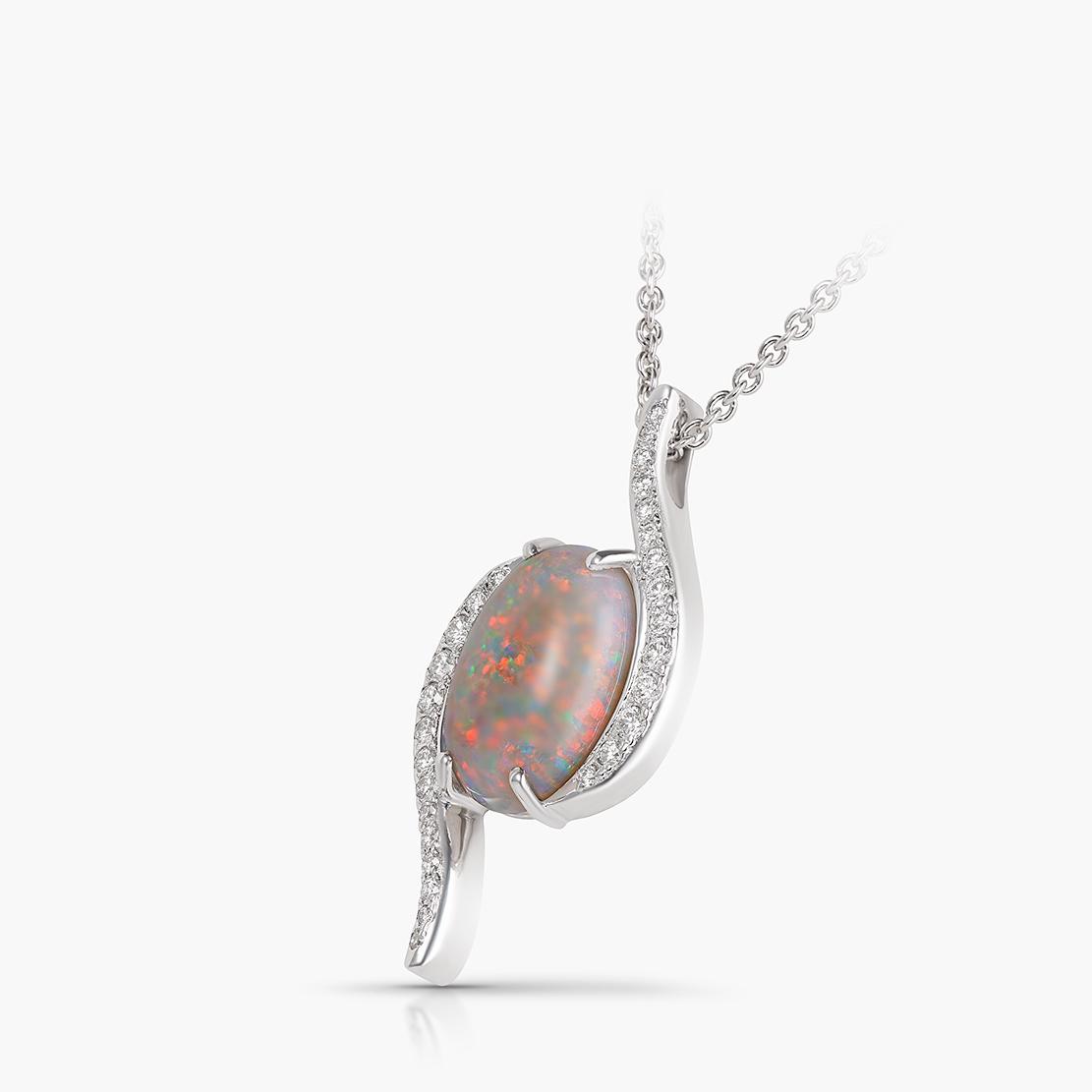 Opálový přívěsek Claridad, bílé zlato