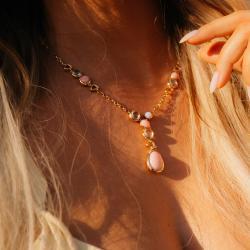 Drahokamový náhrdelník Gloaming, ružové zlato