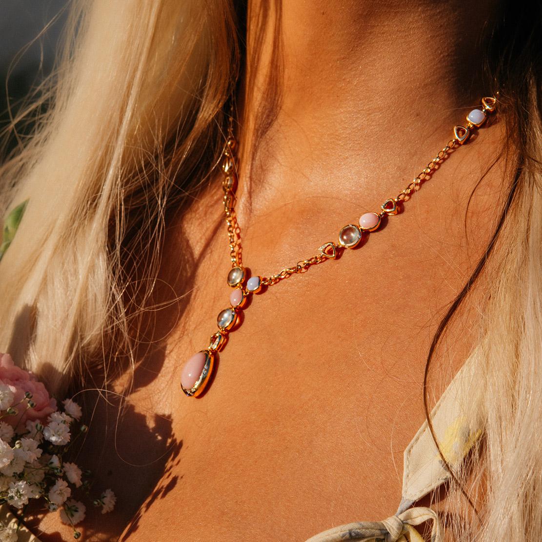 Drahokamový náhrdelník Gloaming, ružové zlato