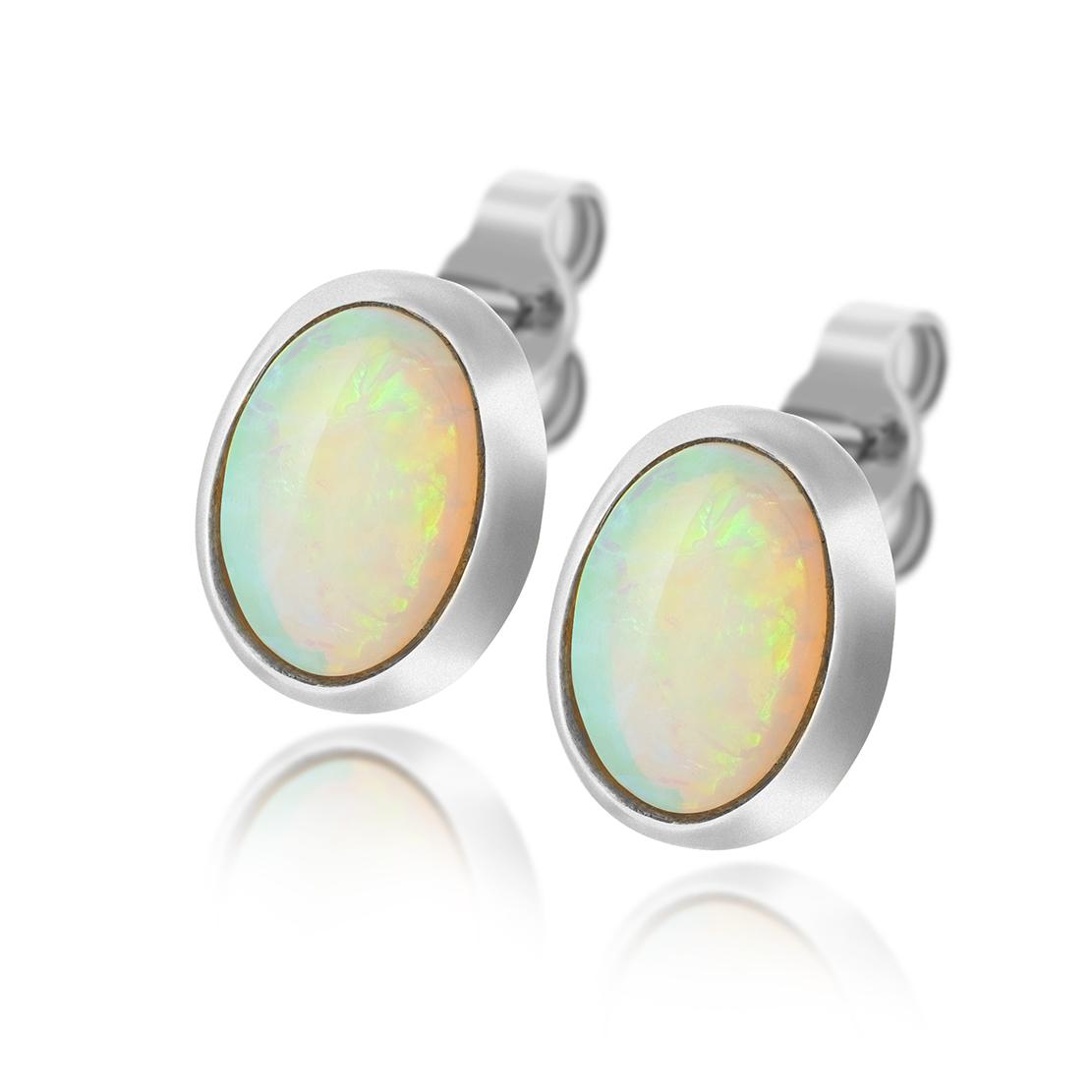 Opálové náušnice Shanara, biele zlato